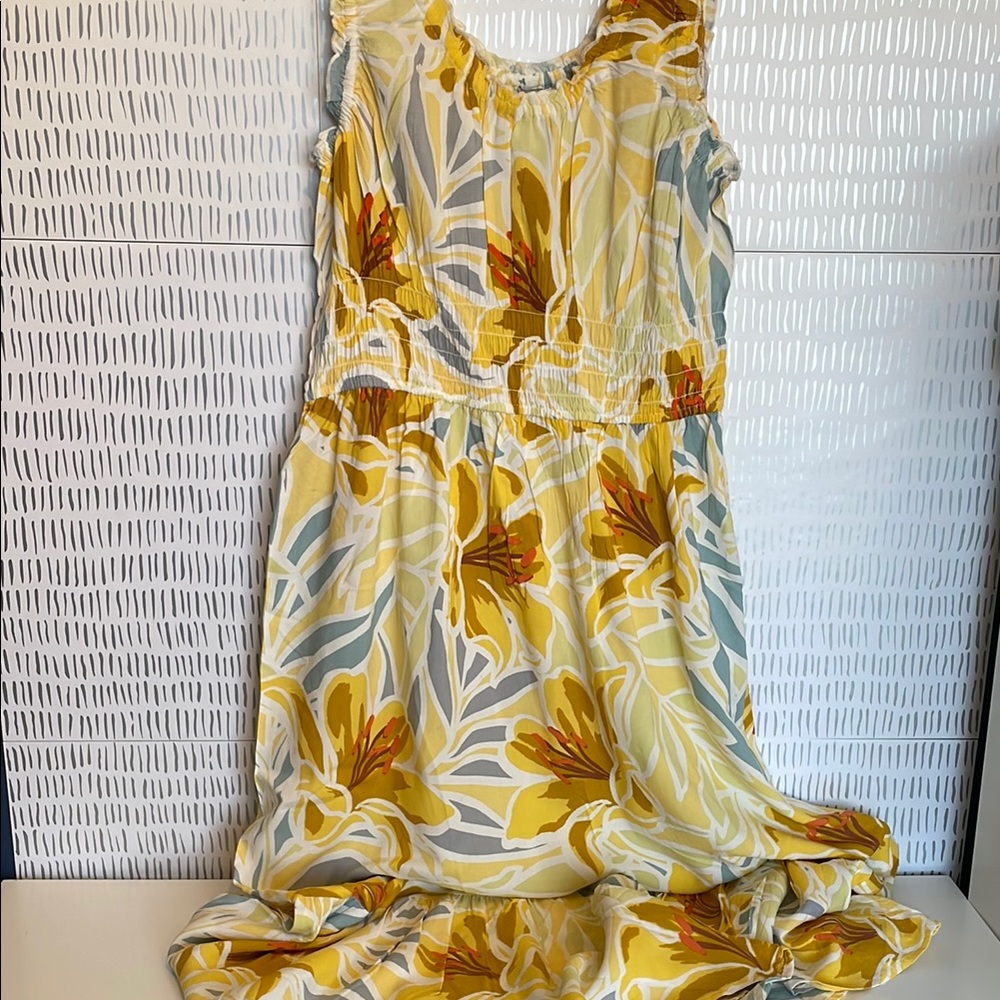 Patrons of Peace Floral Yellow and Blue Women's Dress